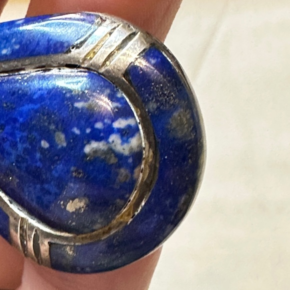 950 Mexican Sterling Silver. Lapis lazuli pendant enhancer bail. Genuine stone. - Picture 9 of 15